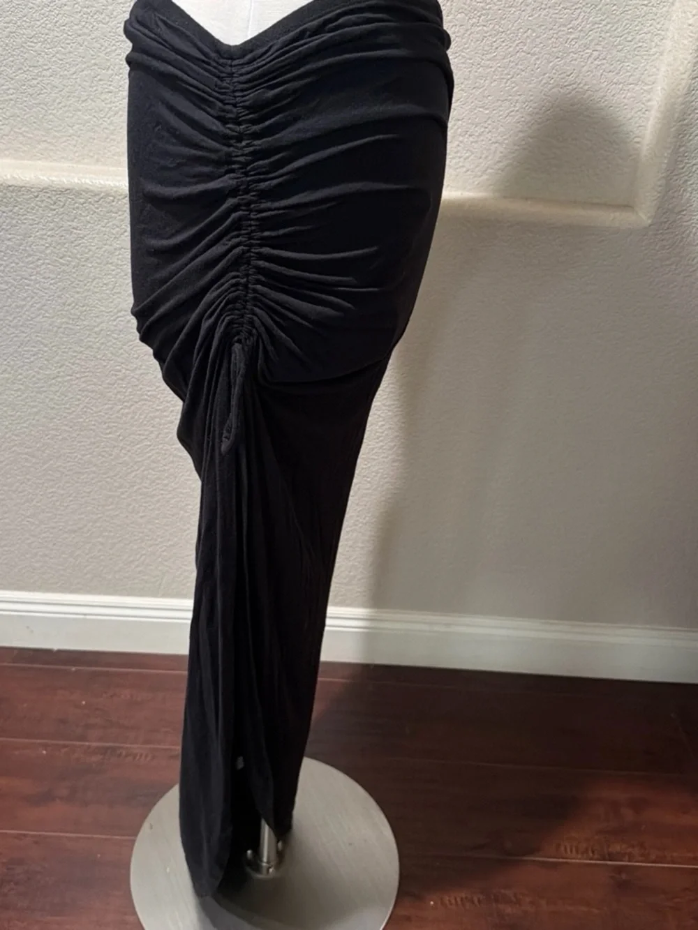 Guess Black Ruched Maxi Skirt with Front Gather